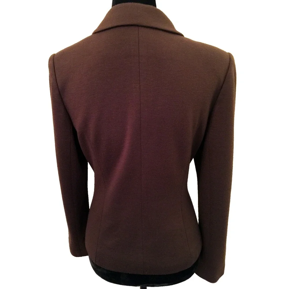 Topami Womens Blazer Jacket Size 40 EU Brown Collared Fur Trimmed Embellished‎